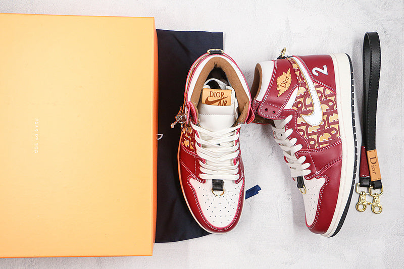 Nike Air Jordan 1 Retro High Dior Red Sneakers Joint Edition