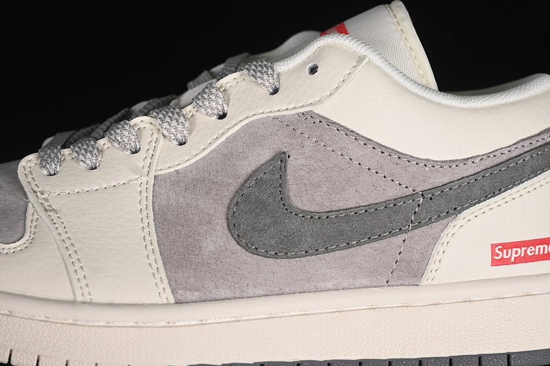 Nike Air Jordan 1 Low Supreme Beige Grey Sneakers