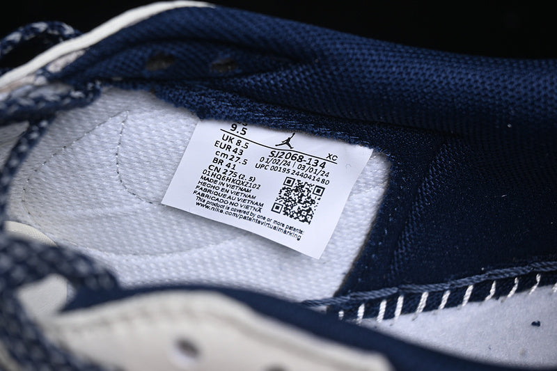 Travis Scott Fragment Design Nike Air Jordan 1 Low OG SP Navy Blue White Sneakers