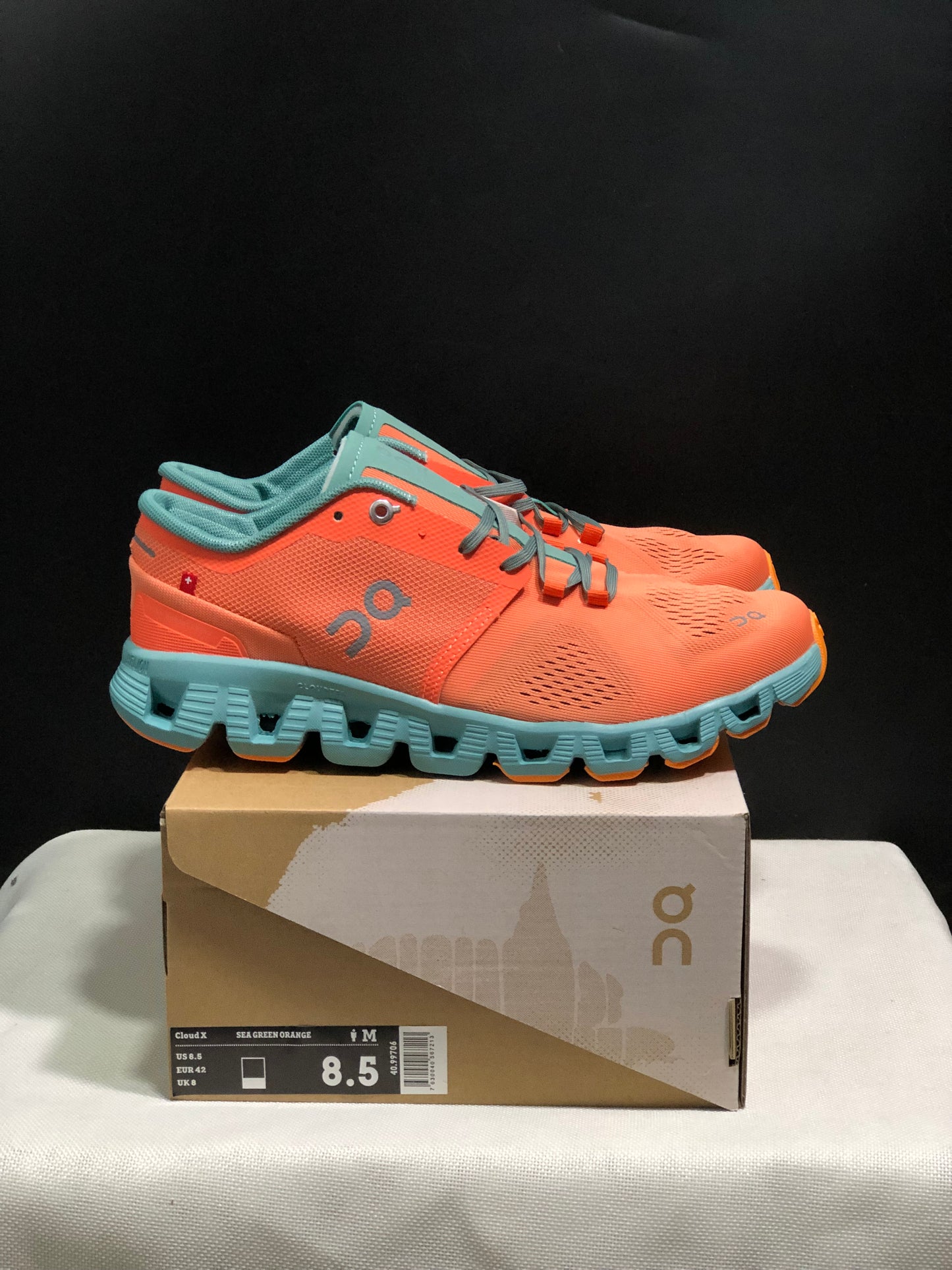 On Running Cloud X Lightweight Running Shoes Sea Green/Orange
