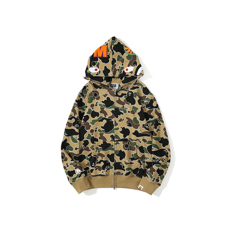 A Bathing Ape BAPE Shark Head STA Star Camo Hoodie Yellow