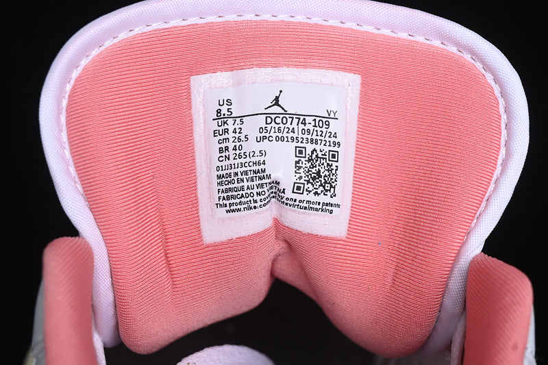 Nike Air Jordan 1 Low Sail Pink Sole White Sneakers