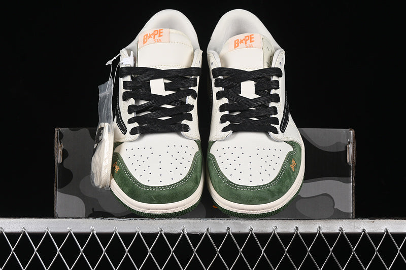 Nike Air Jordan 1 Low Bape Travis Scott Fragment Design OG SP Black White Green Sneakers