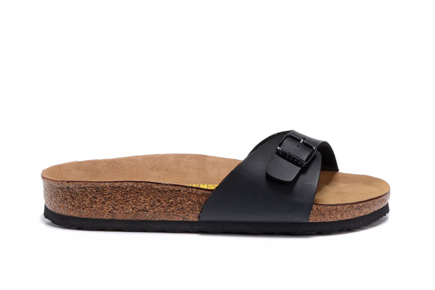 Birkenstock Madrid Black Single Strap Slide Matte Leather Sandals