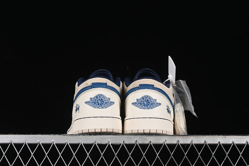 Nike Air Jordan 1 Low White Blue Light Brown Sneakers