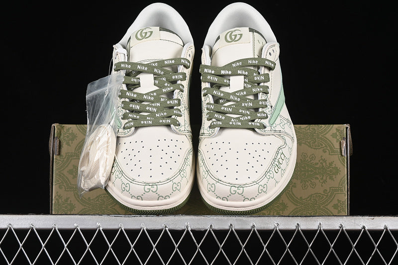 Nike Air Jordan 1 Low OG SP Off-White Travis Scott Fragment Design White Green Sole Sneakers
