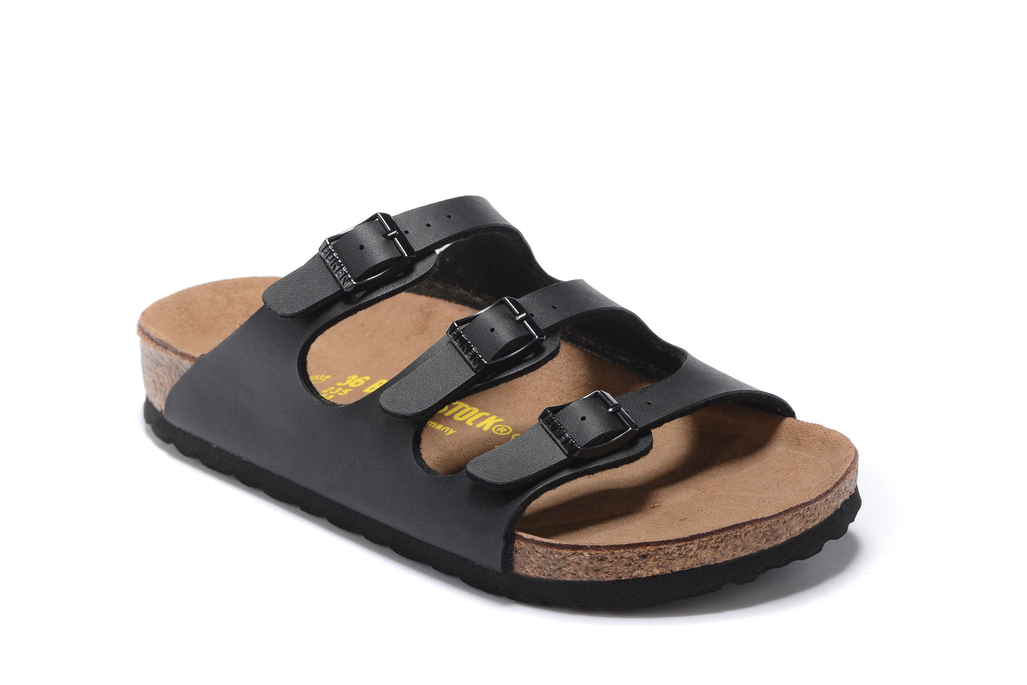 Birkenstock Florida Black Three-Breasted Matte Leather Sandals