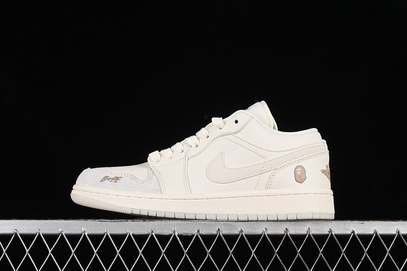Nike Air Jordan 1 Low BAPE Coconut Milk Ash Sneakers