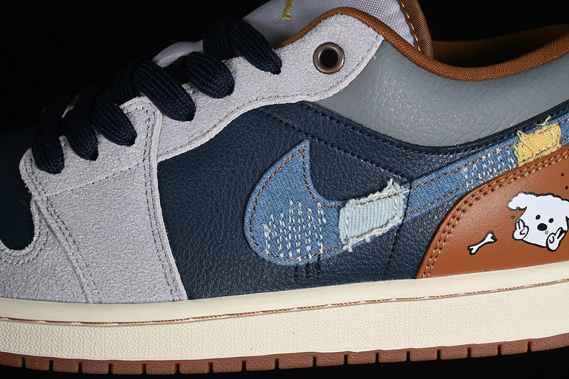 Nike Air Jordan 1 Low Phantom Coconut Milk Amber Brown Star Blue Sneakers
