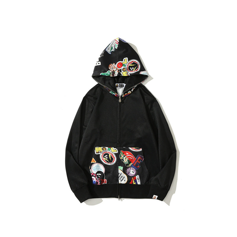 A Bathing Ape BAPE Badge LOGO Sticker Wind Splicing Hoodie