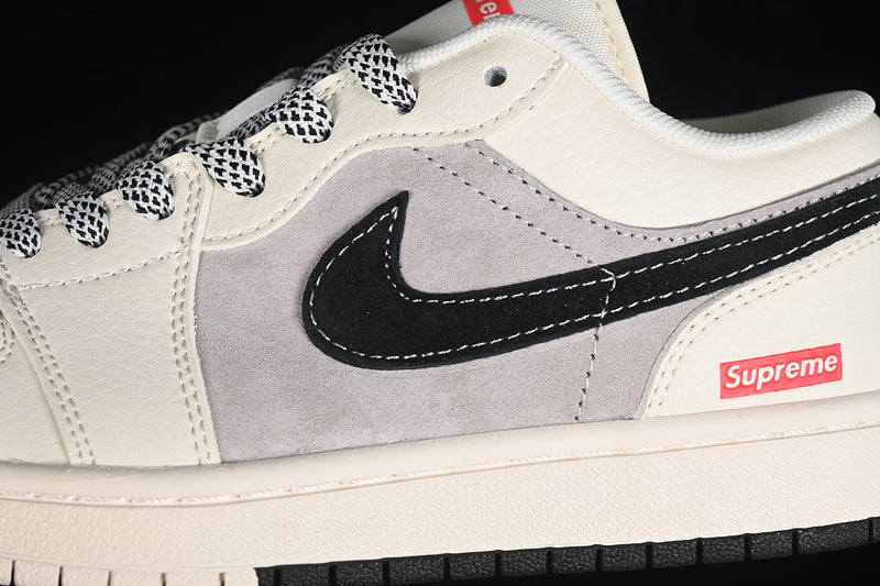 Nike Air Jordan 1 Low Supreme Black White Grey Sneakers