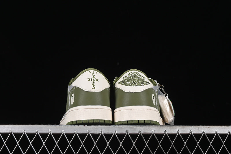 Nike Air Jordan 1 Low Travis Scott Fragment Design OG SP BAPE White Grey Green Sneakers
