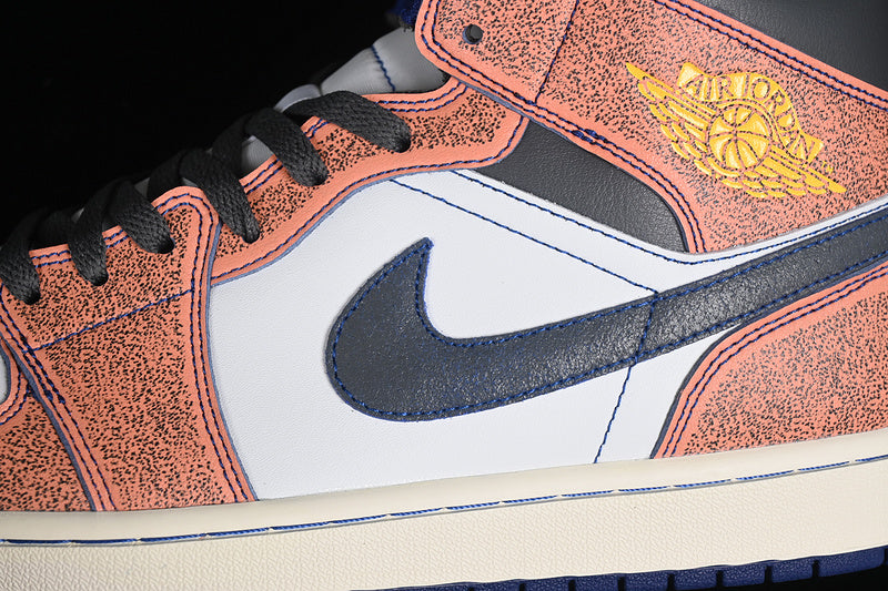Nike Air Jordan 1 Mid SE Flight Vintage White Brown Blue Sneakers