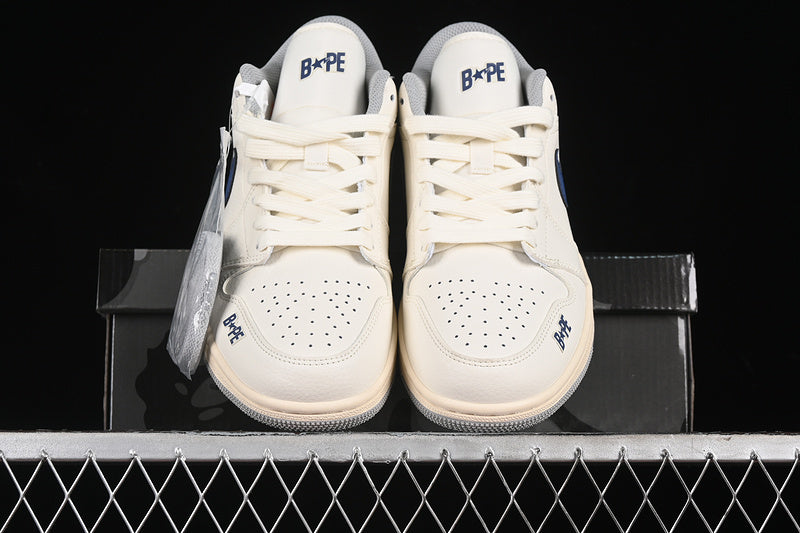 Nike Air Jordan 1 Low BAPE White Grey Blue Sneakers