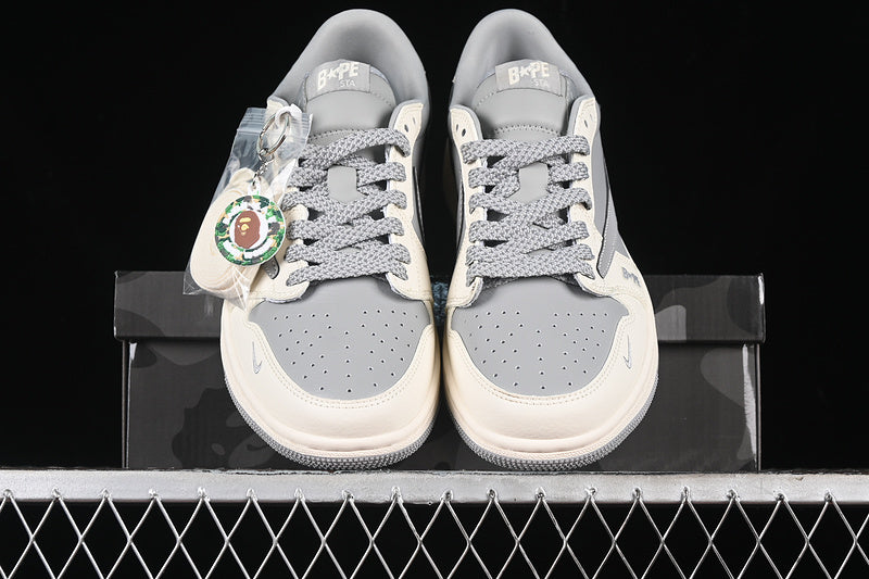 Nike Air Jordan 1 Low BAPE Travis Scott Fragment Design OG SP Grey White Sneakers