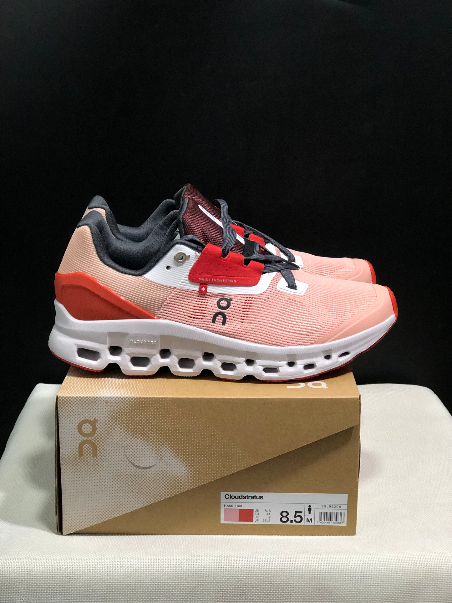 On Running Cloudstratus Breathable Support Running Shoes Rose/Red