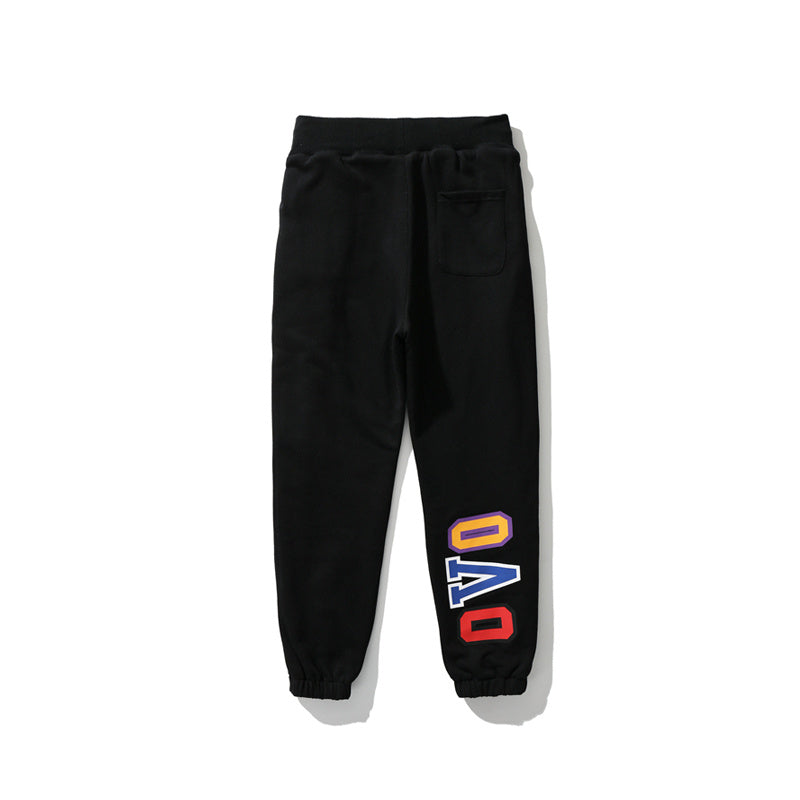 A Bathing Ape Shark Head Camouflage Patchwork Double Face Wear Trousers Black