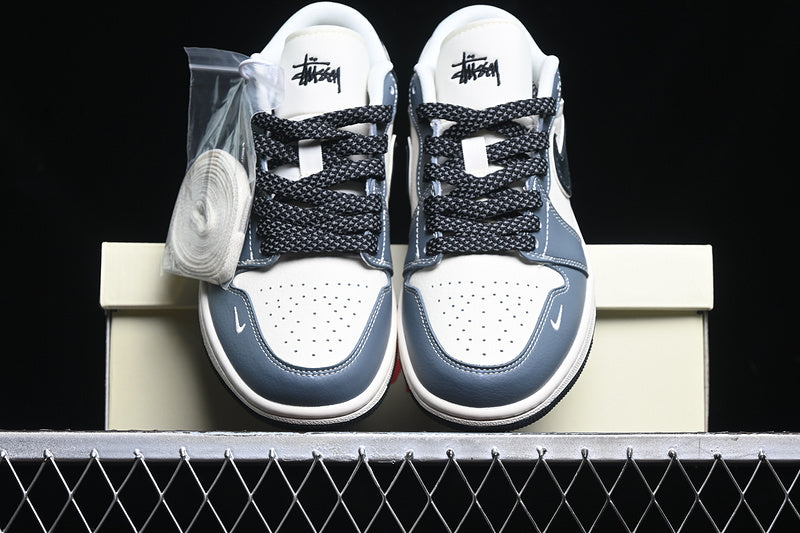 Nike Air Jordan 1 Low Grayish Blue Black White Sneakers