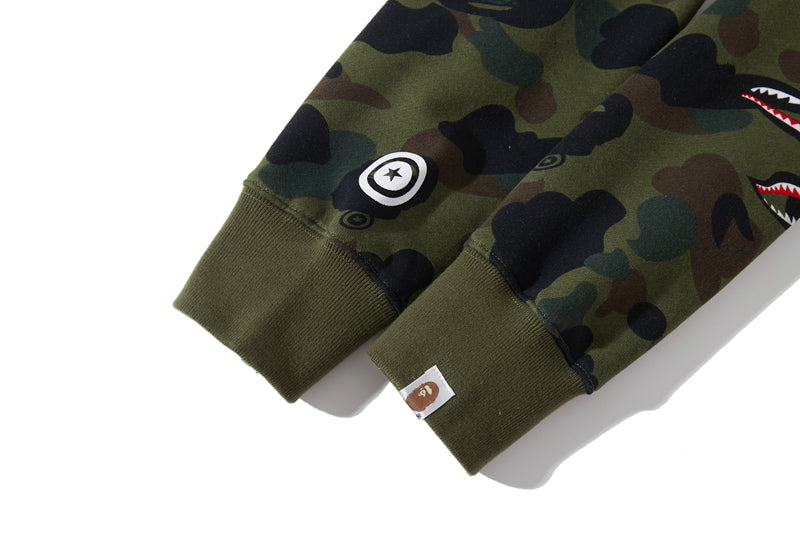 A Bathing Ape BAPE Shape-Shifting Shark Head Camouflage Hoodie Green