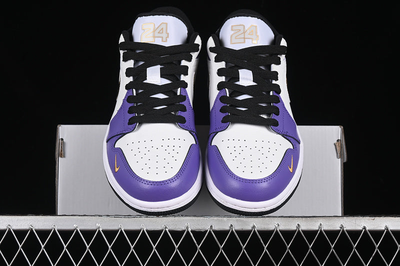 Nike Air Jordan 1 Low White Black Purple Gold Sneakers