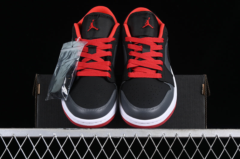 Nike Air Jordan 1 Low Retro Red Sole Black Dark Grey Sneakers