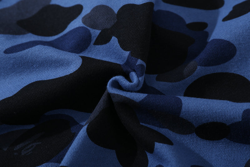 A Bathing Ape Shark Head Classic Fur Hoodie Blue