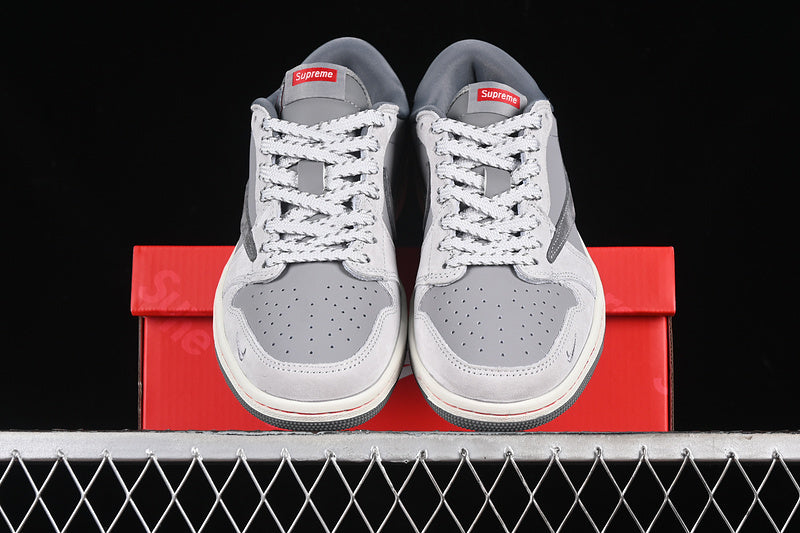 Travis Scott Fragment Design Nike Air Jordan 1 Low Supreme OG SP Grey White Sneakers
