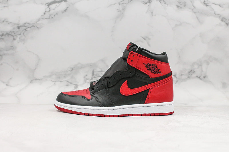 Nike Air Jordan 1 Retro High-Top Bred 2001 Black Red Leather Sneakers