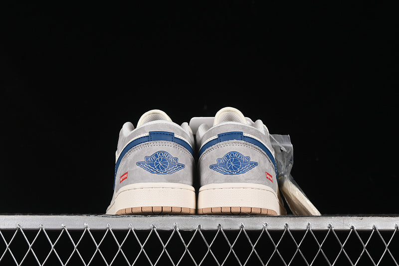 Nike Air Jordan 1 Low Supreme Grey White Red Blue Sneakers