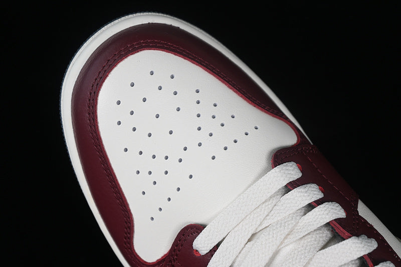 Nike Air Jordan 1 Low Metallic Silver Grain Dark Red White Sneakers