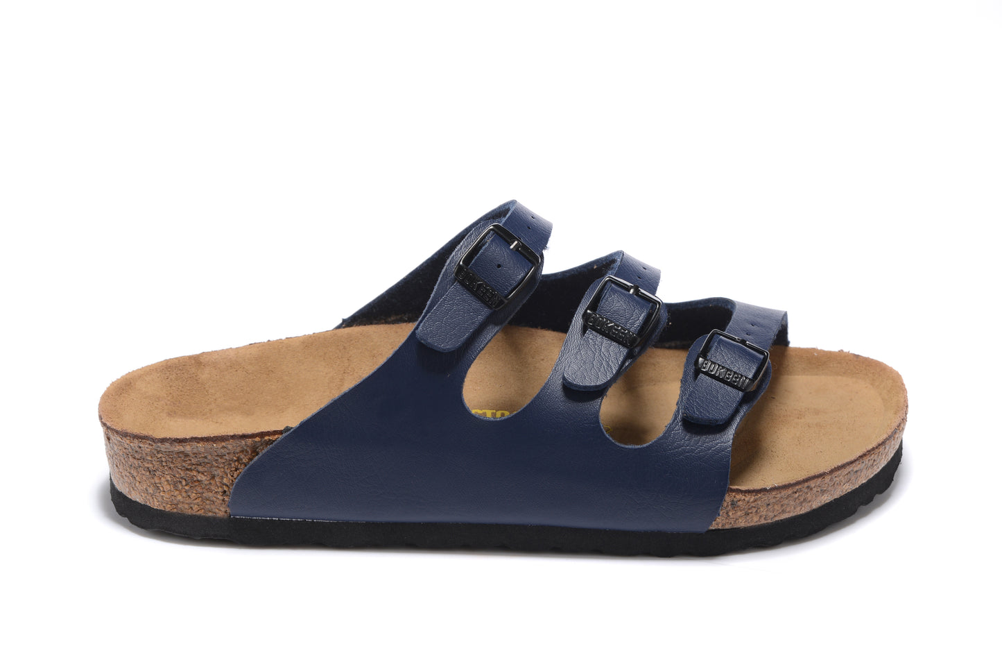 Birkenstock Florida Navy Three-Breasted Matte Leather Sandals