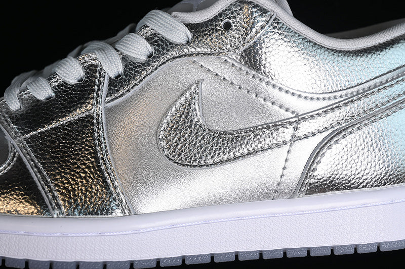 Nike Air Jordan 1 Low Metallic Silver Photon Dust Wolf Grey Sneakers