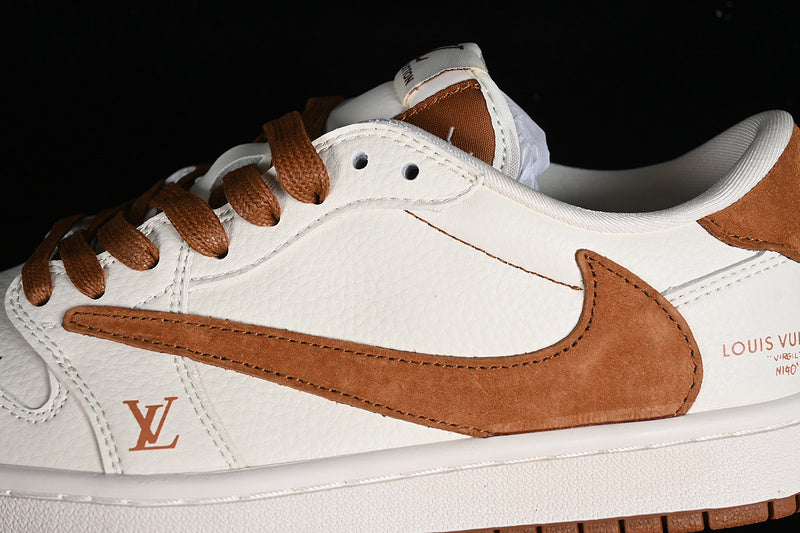 Nike Air Jordan 1 Low Travis Scott Fragment Design LV Brown White Sneakers