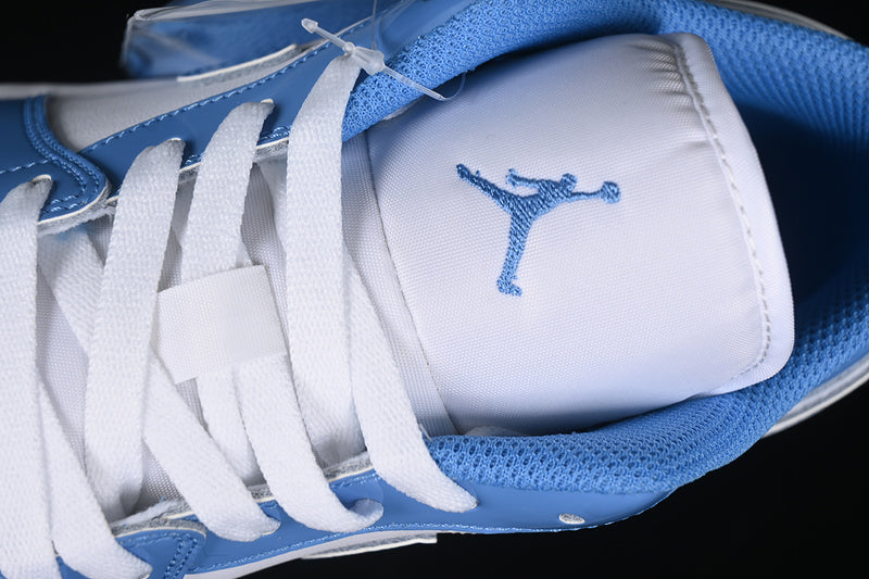 Nike Air Jordan 1 Low White Patent Leather Sky Blue Sneakers