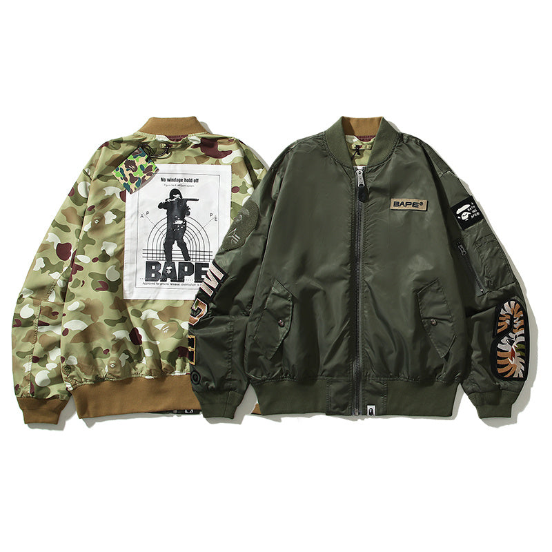 A Bathing Ape Shark-headed Military Style Double-sided Desert Camouflage Jacket