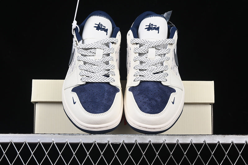 Nike Air Jordan 1 Low Navy Sole Grey White Navy Blue Sneakers