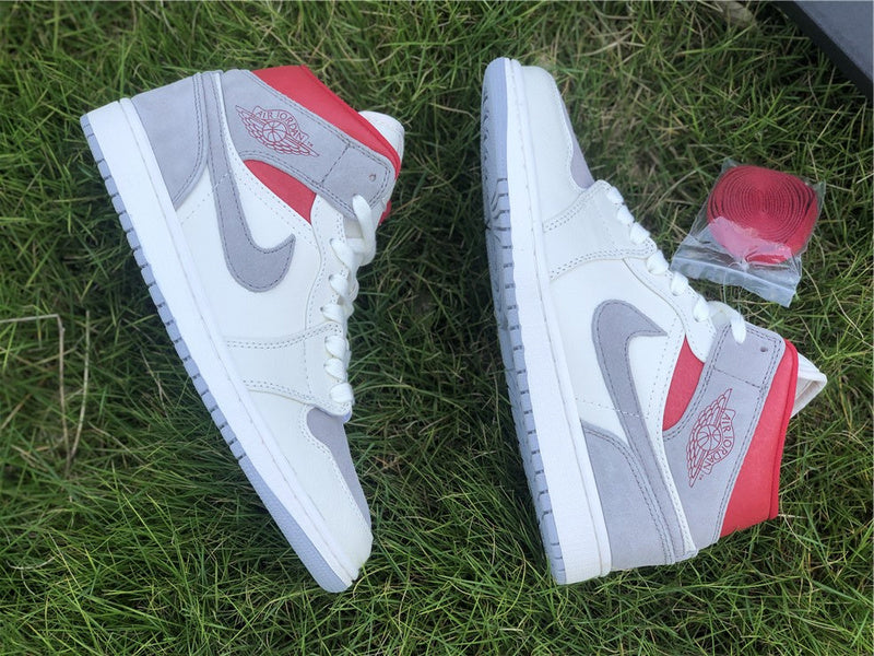 Nike Air Jordan 1 Mid PRM x SNS Sneakersnstuff Red Grey Sneakers