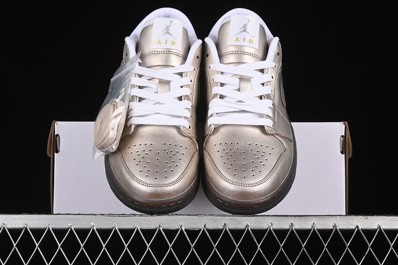 Nike Air Jordan 1 Low Summit White Brown Metal Zinc Sneakers