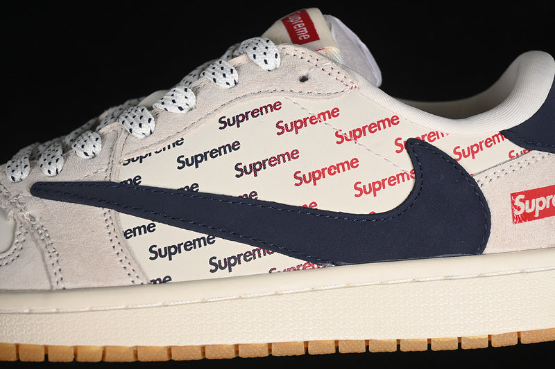 Travis Scott Fragment Design Nike Air Jordan 1 Low Supreme OG SP Blue Beige Grey Sneakers