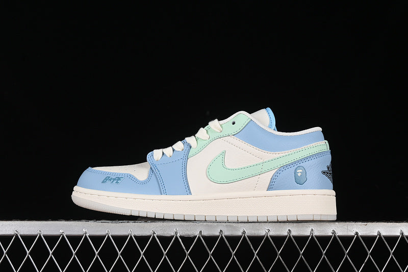 Nike Air Jordan 1 Low BAPE White Blue Sneakers