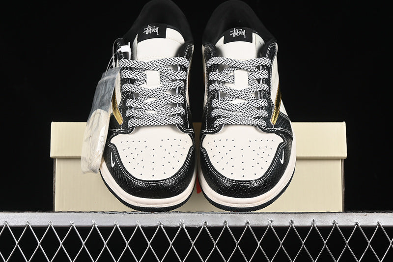 Nike Air Jordan 1 Low Travis Scott Fragment Design OG SP White Black Gold Sneakers