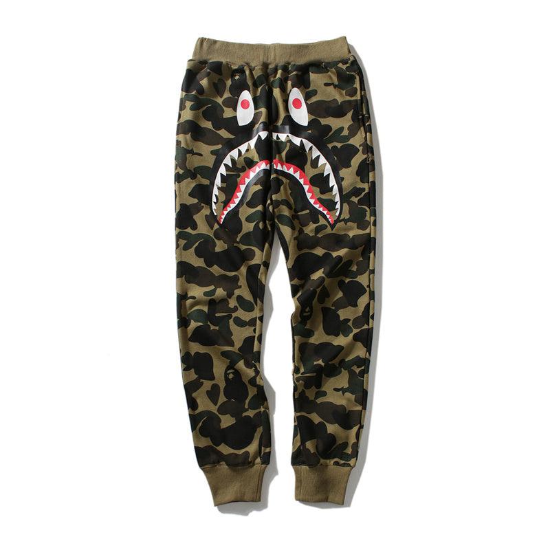 A Bathing Ape Shark Head Camouflage Pants Green