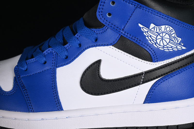 Nike Air Jordan 1 Mid Black White Blue Sneakers