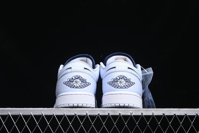 Nike Air Jordan 1 Low Football White Midnight Navy Sneakers