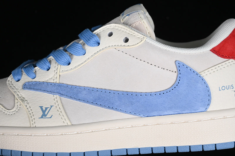 Nike Air Jordan 1 Low OG SP Travis Scott Fragment Design LV Grey Blue Red Sneakers
