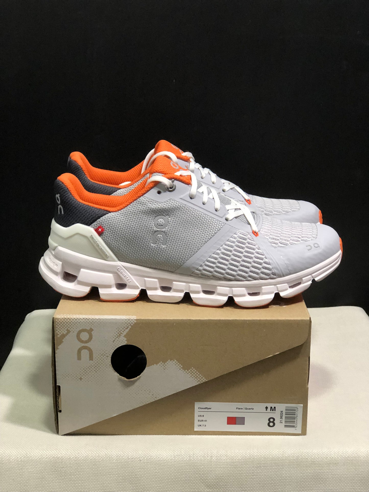 On Running Cloudflyer Shock-Absorbing Running Shoes Light Grey/Orange