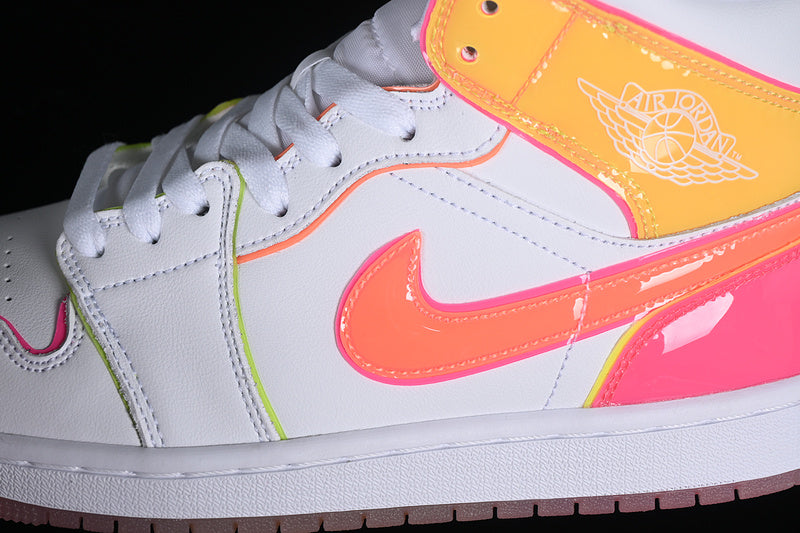 Nike Air Jordan 1 Mid GS Edge Glow White Pink Blast Sneakers