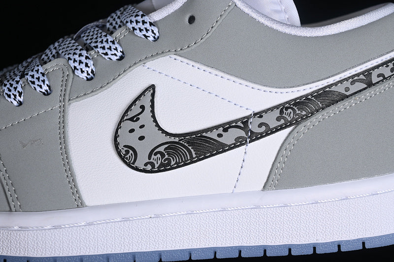 Nike Air Jordan 1 Low White Wolf Grey Aluminum Sneakers