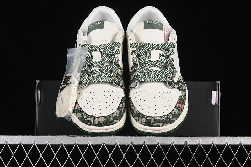 Nike Air Jordan 1 Low OG Off-White Travis Scott Fragment Design White Green Sneakers