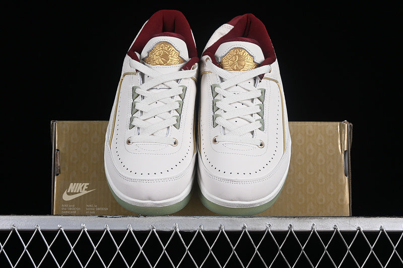 Nike Air Jordan 2 Retro Low Year Of The Dragon Grey Green Sole White Red Sneakers